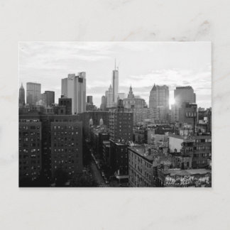 Black and White Postcard of New York City