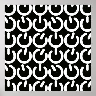 Black and White Power Symbol Pattern Poster