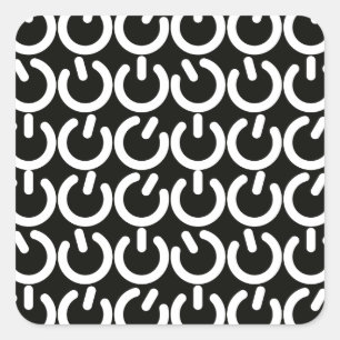 Black and White Power Symbol Pattern Square Sticker