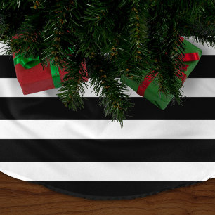 Black and White Preppy Stripes Brushed Polyester Tree Skirt