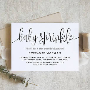 Black and White Pretty Calligraphy Baby Sprinkle Invitation