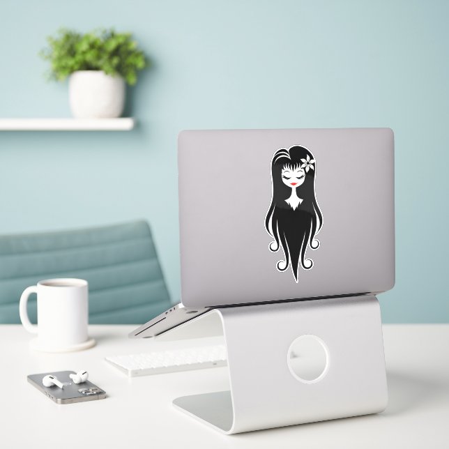 Black and White Pretty Ghoul (Laptop On Desk)