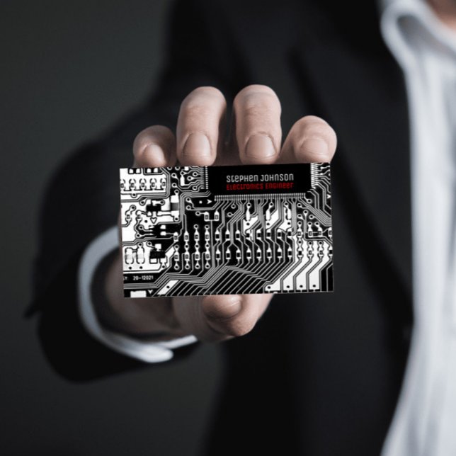 Black and White printed circuit board engineering Business Card (Creator Uploaded)