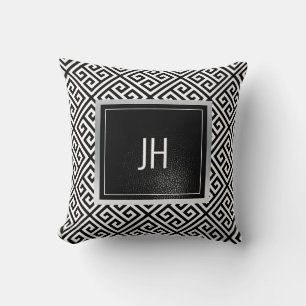 Black and white printed cushion