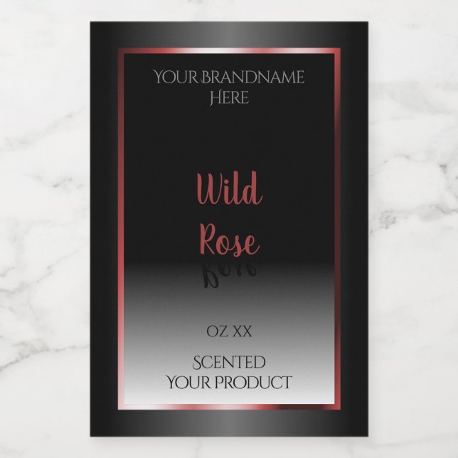 Black and White Product Label Burgundy Decor Frame (Single Label)