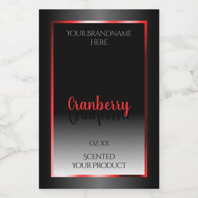 Black and White Product Label Decorative Red Frame (Single Label)