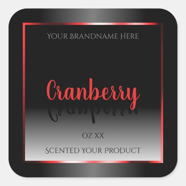 Black and White Product Label Decorative Red Frame (Front)