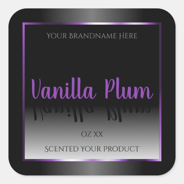 Black and White Product Label Purple Shimmer Frame (Front)
