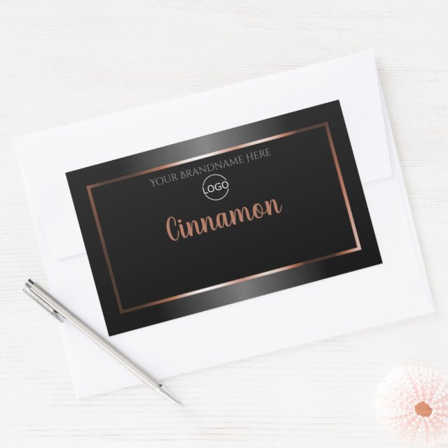 Black and White Product Label Rose Gold Frame Logo (Envelope)