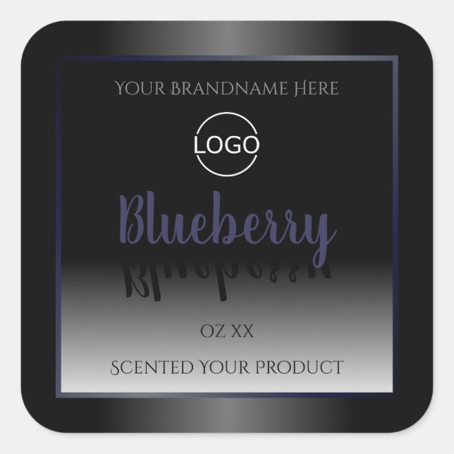 Black and White Product Labels Blue Frame Add Logo (Front)