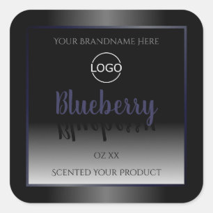 Black and White Product Labels Blue Frame Add Logo