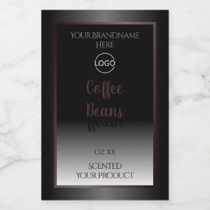Black and White Product Labels Burgundy Frame Logo