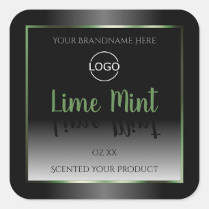 Black and White Product Labels Green Frame Logo