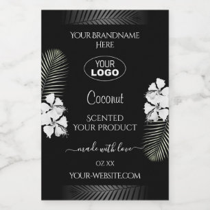 Black and White Product Labels Hawaii Flowers Logo