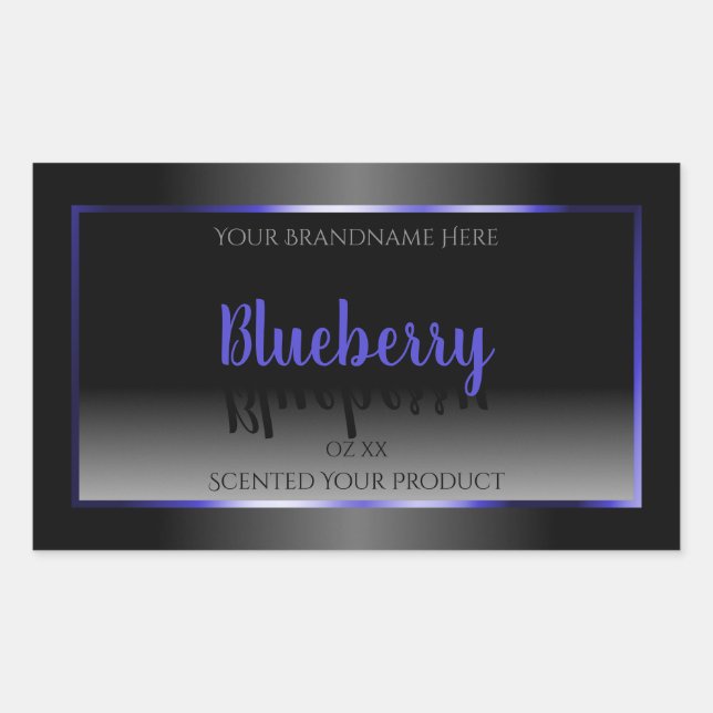 Black and White Product Labels Shimmery Blue Frame (Front)