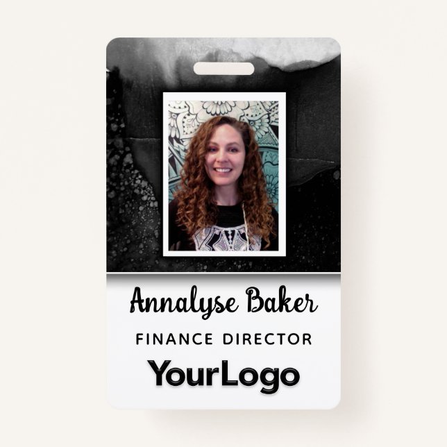 Black and White Professional CNA Nurse Photo Name ID Badge (Front)