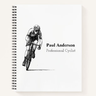 Black And White Professional Cyclist Business Notebook