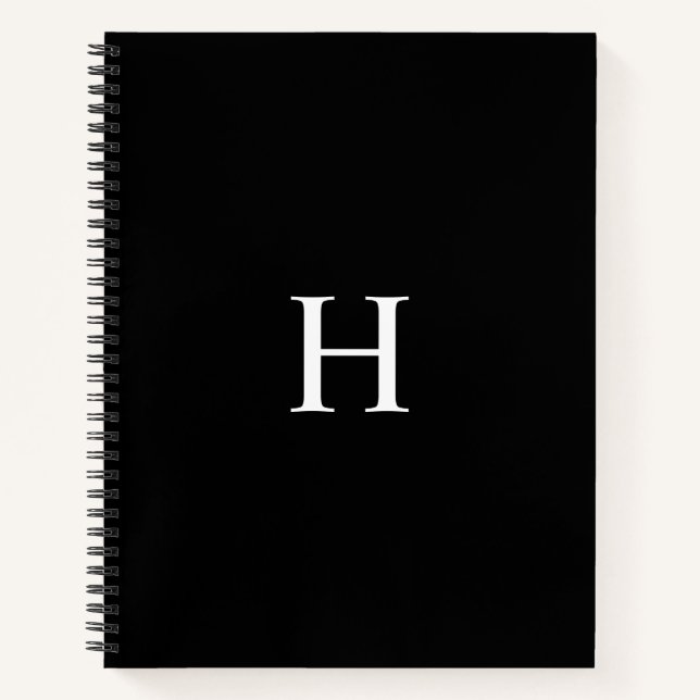 Black and White Professional Monogram Notebook (Front)