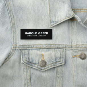 Black and White Professional Name Tag
