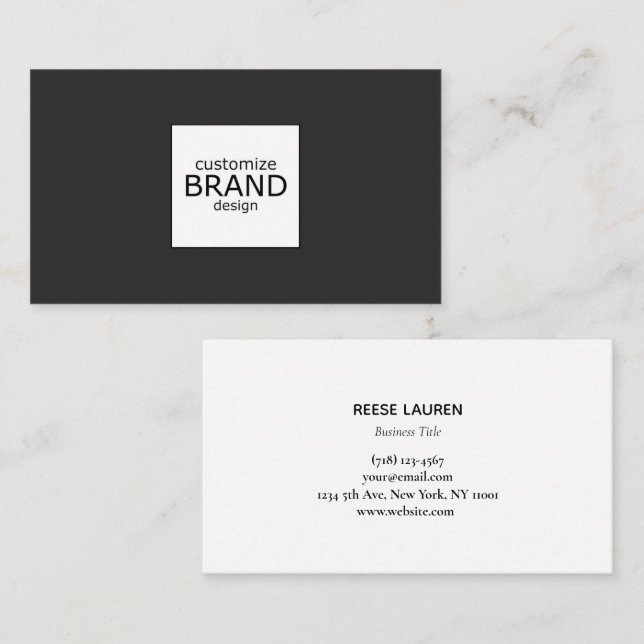 Black And White Professional Square Logo Business Card (Front/Back)