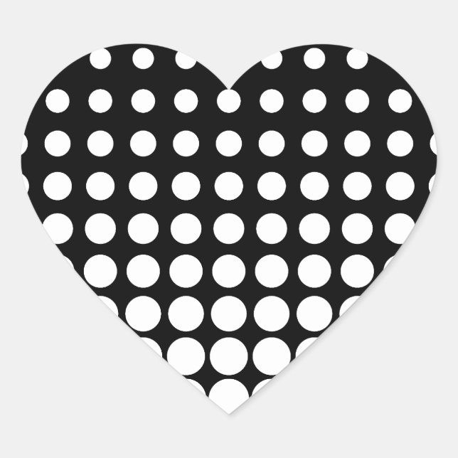 Black and White Progressive Dots Heart Sticker (Front)