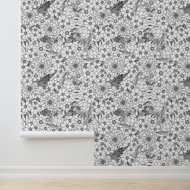 Black And White Protea Wildflower Garden Wallpaper (Application)