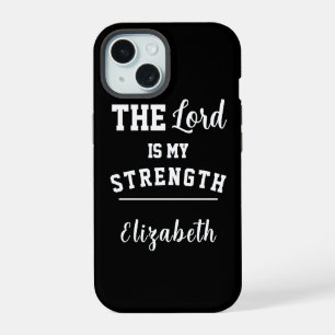 Black and White Psalm 28:7 The Lord is My Strength iPhone 15 Case