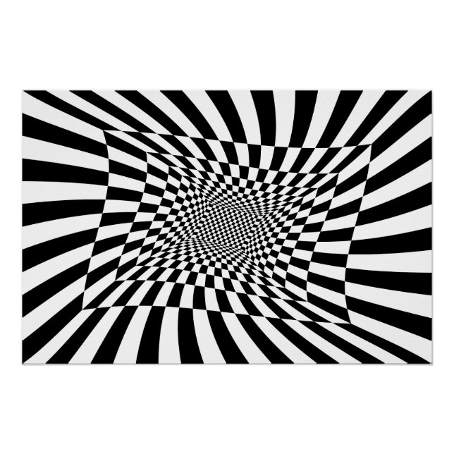Black and white psychedelic chequerboard poster (Front)