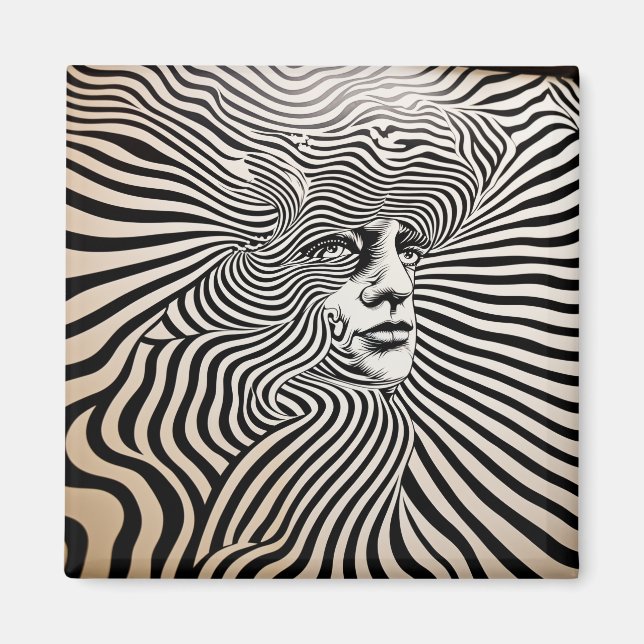 Black and White Psychedelic Designs Magnet (Front)