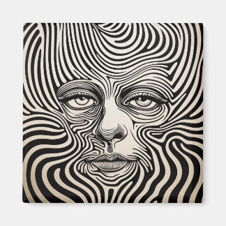Black and White Psychedelic Designs Magnet