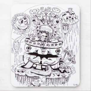 Black and White Psychedelic Mouse Mat