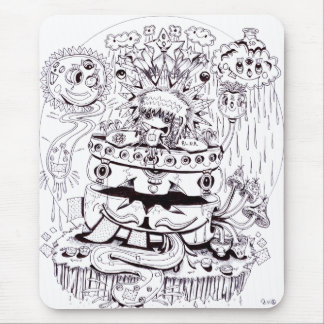 Black and White Psychedelic Mouse Mat