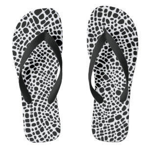 Black And White Psychedelic Oragnic Skin Pattern Flip Flops