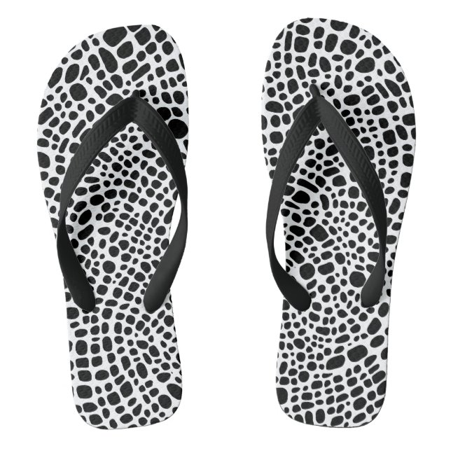 Black And White Psychedelic Oragnic Skin Pattern Flip Flops (Footbed)