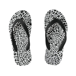 Black And White Psychedelic Oragnic Skin Pattern Kid's Flip Flops
