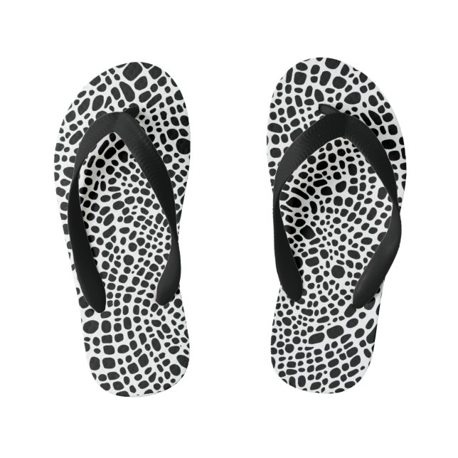 Black And White Psychedelic Oragnic Skin Pattern Kid's Flip Flops (Footbed)