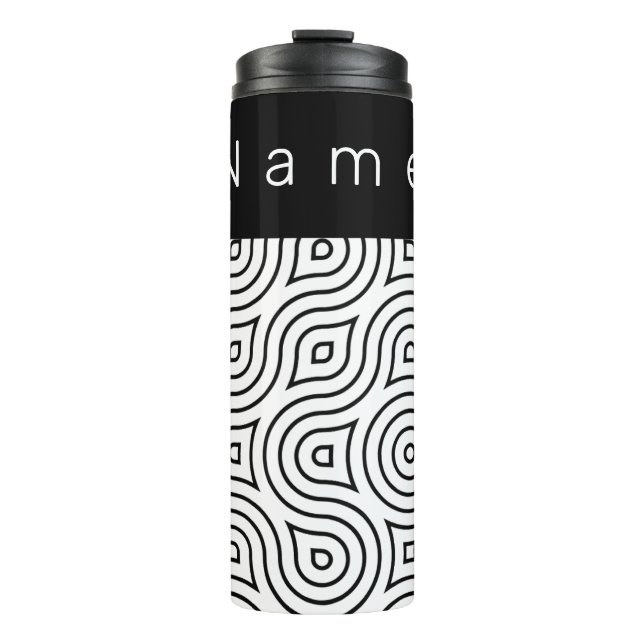 Black and White Psychedelic Waves  Thermal Tumbler (Front)