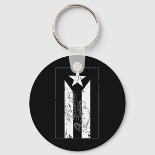 Black And White Puerto Rico Flag With Boxing Glove Key Ring