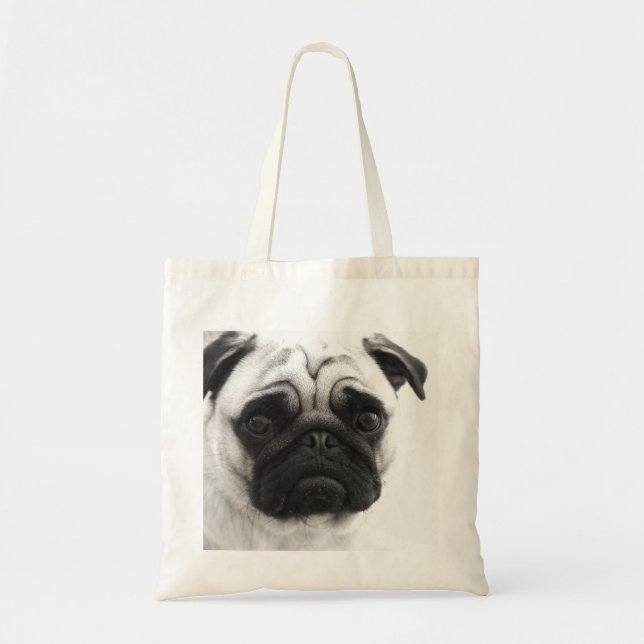 Black and White Pug Tote Bag (Front)