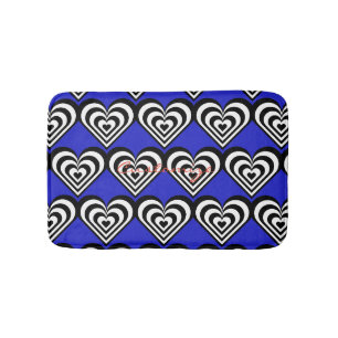 black and white pulsating zebra hearts love bath mat