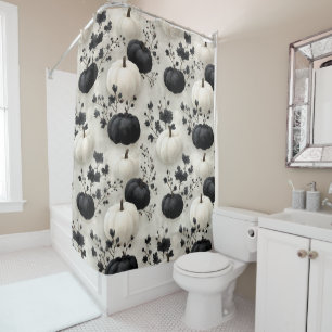 Black and White Pumpkin Fall Design Shower Curtain