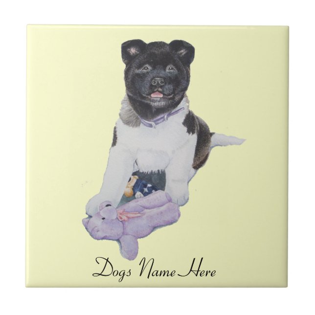 black and white puppy akita lilac teddy picture tile (Front)