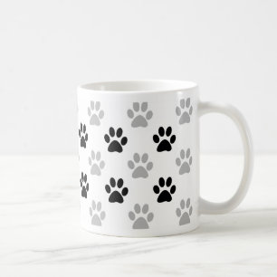 Black and white puppy paw prints coffee mug