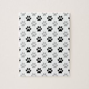 Black and white puppy paw prints jigsaw puzzle