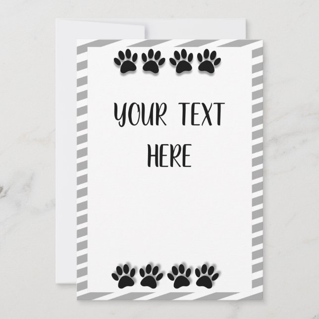 Black and White Puppy Paw Prints With Custom Card (Front)