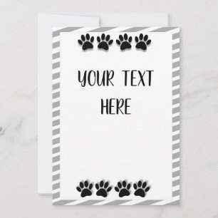 Black and White Puppy Paw Prints With Custom Card