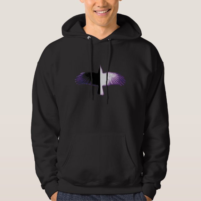 Black and White Purple Crow Hoodie (Front)