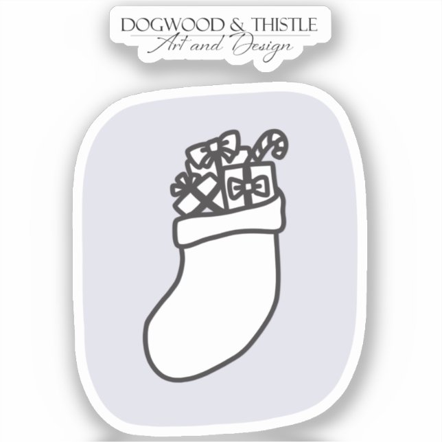 Black and White Purple Doodle Christmas Stocking (Front)