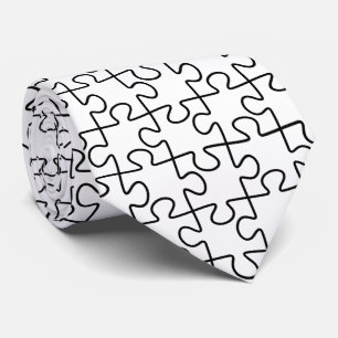Black and White Puzzle Pattern Necktie