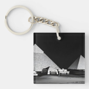Black and White Pyramids Key Ring